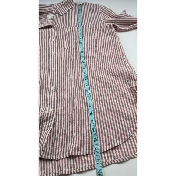 Treasure & Bond Boyfriend Fit Button Down Blouse Muted Red and White Striped Sm. - Picture 10 of 10